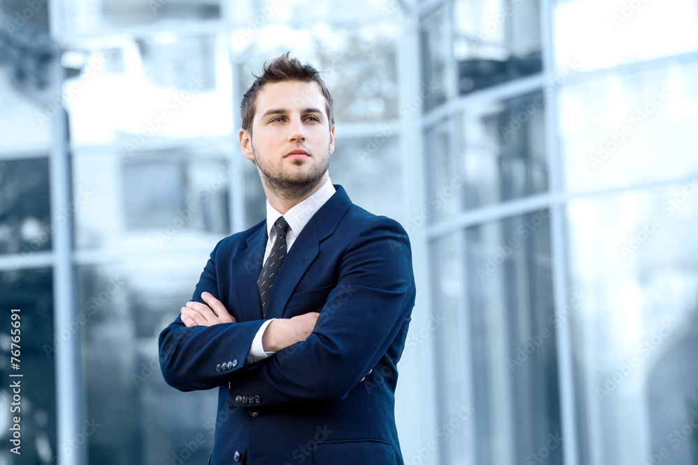 Proud Businessman In Front Of His Office Proud Businessman In Front Of His Office