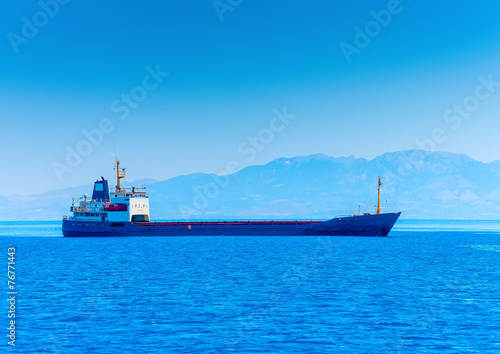 cargo ship in Greek waters at dodecanese islands
