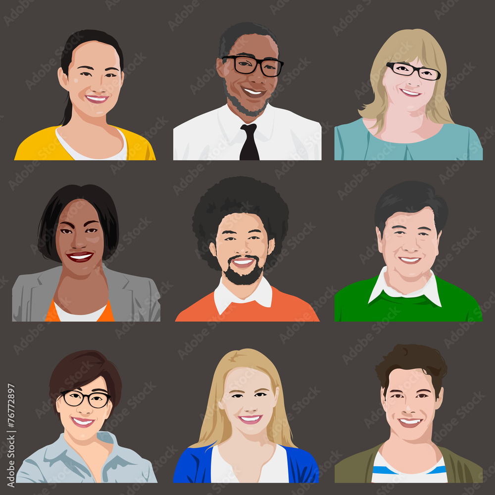 People Diversity Portrait Cheerful Happiness Friendship Vector People Diversity Portrait Cheerful Happiness Friendship Vector