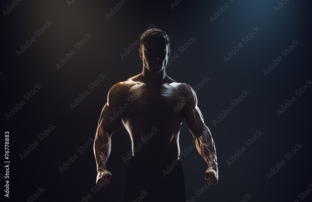 Fototapeta premium Silhouette of a strong fighter