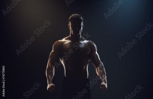 Fotografia Silhouette of a strong fighter