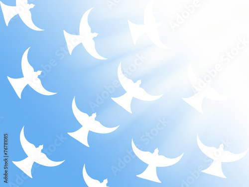 flock of white doves flying illustration peace and holy spirit