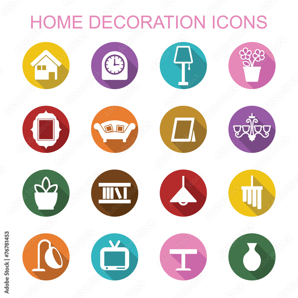 home decoration long shadow icons home decoration long shadow icons