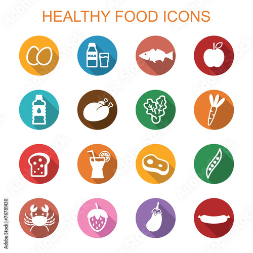 healthy food long shadow icons