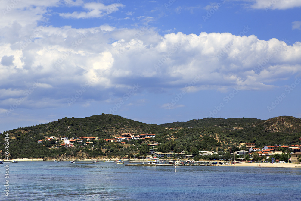 Ouranoupoli on coast of Athos in Greece.