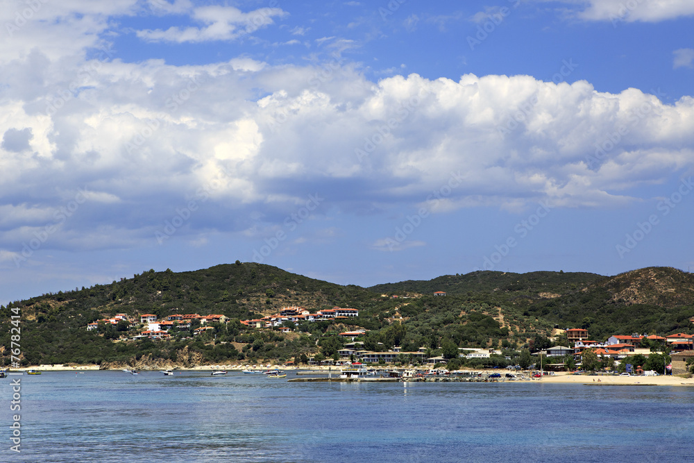 Ouranoupoli on coast of Athos in Greece. Ouranoupoli on coast of Athos in Greece.