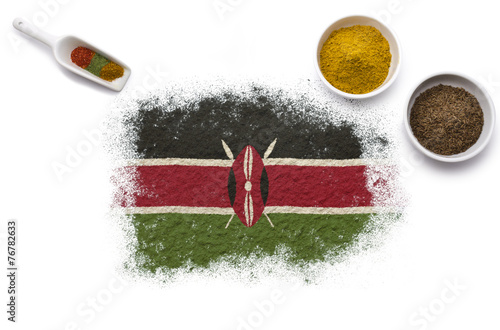 Spices forming the flag of Kenya.(series) photo