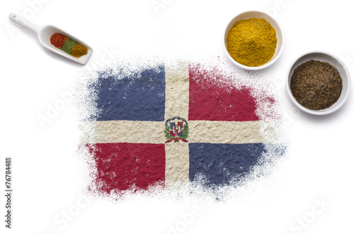 Spices forming the flag of Dominican Republic.(series)