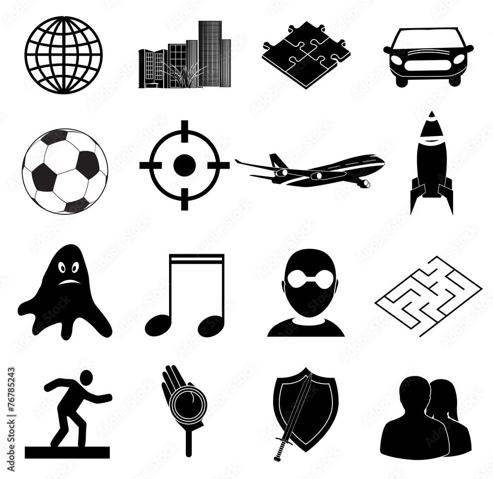 Game genre icons set Stock Vector | Adobe Stock
