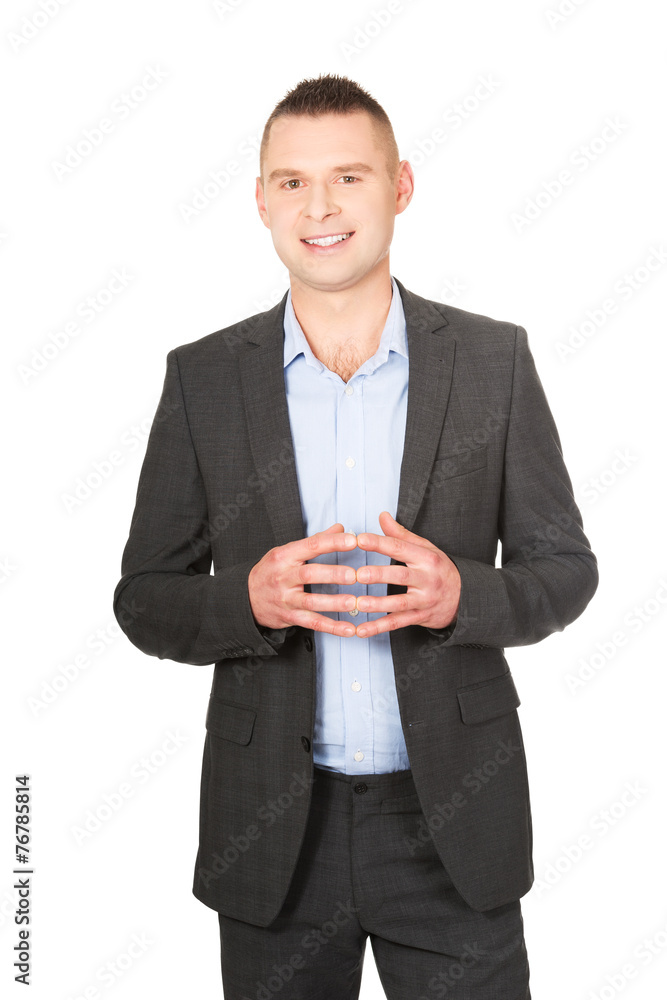 Businessman with clenched hands Businessman with clenched hands