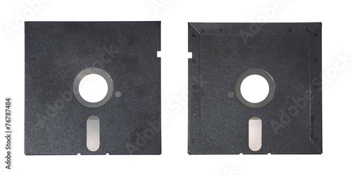 Magnetic floppy disk top view and back view.
