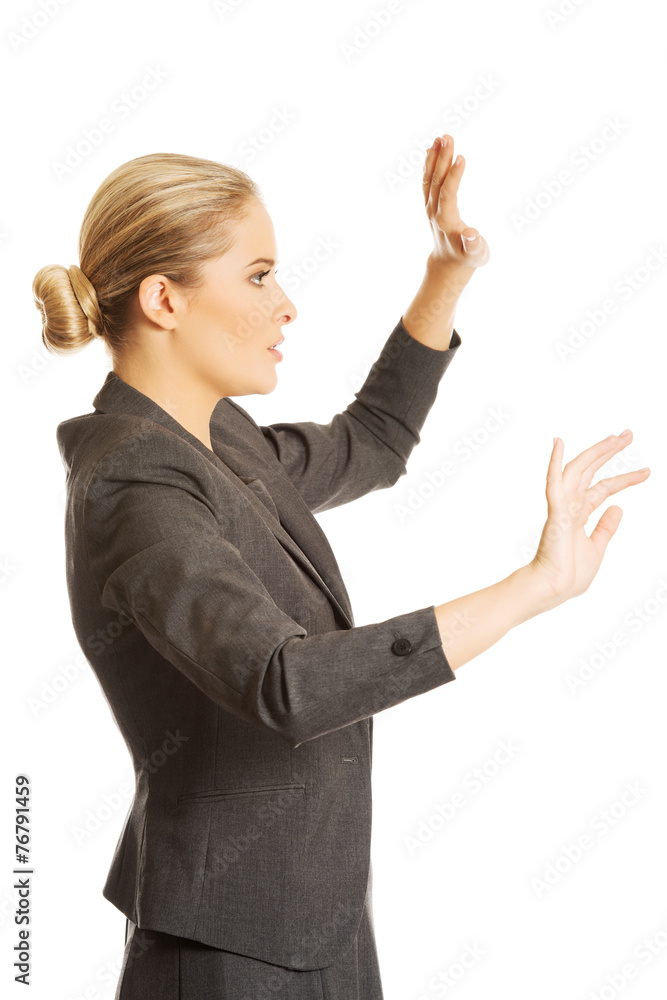 Woman holding hands in copyspace Woman holding hands in copyspace