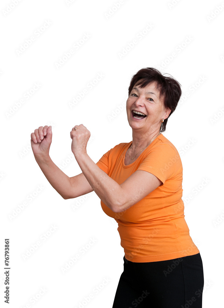 Senior woman exercising - on white Senior woman exercising - on white