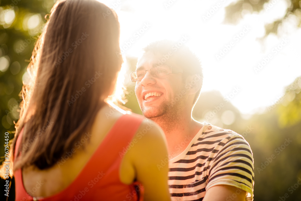 Couple talking on date Couple talking on date