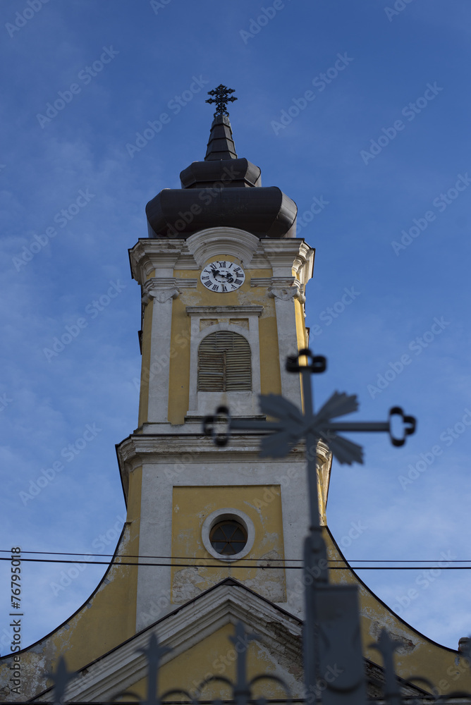 ortodox cross and church in daruvar