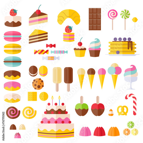 Set of sweet food icons.