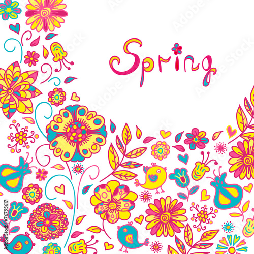 Figure spring flowers  colorful background