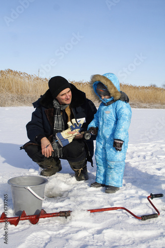 Winter fishing with grandpa