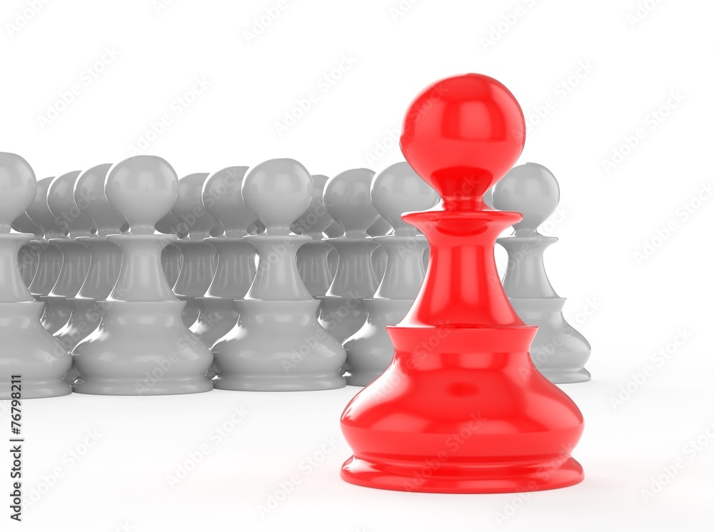 leadership concept red pawn forward white pawns team group leadership concept red pawn forward white pawns team group