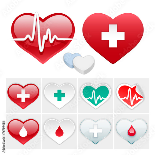 Vector Medical Set of Hearts Icons