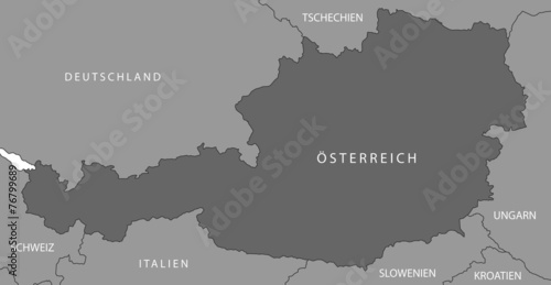 Österreich mit Nachbarländern in Grau