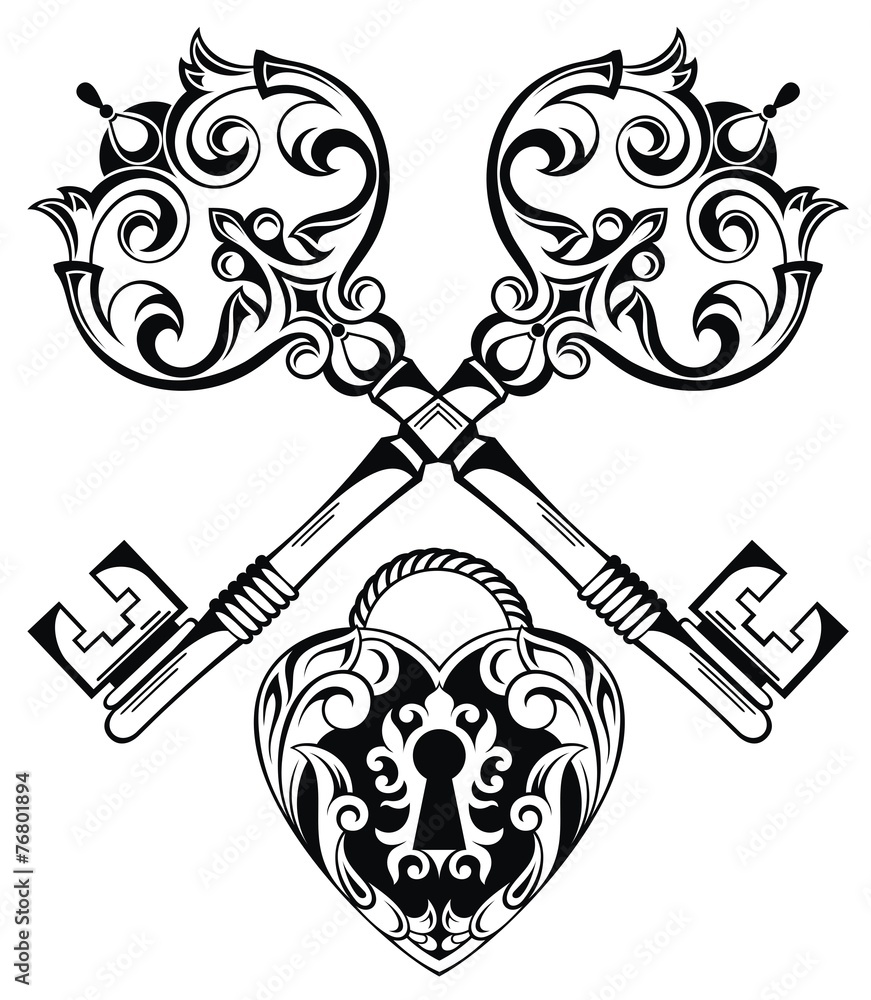Tattoo Design of Lock and Keys Stock Vector Adobe Stock