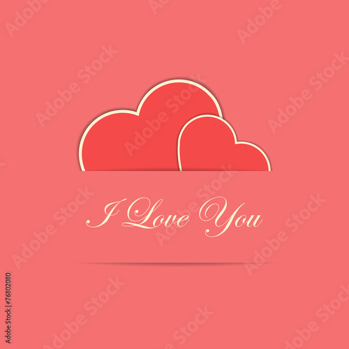 Valentine card with two red hearts
