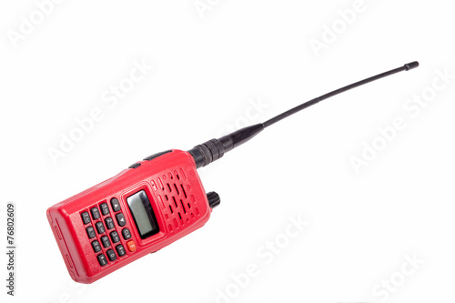 Red radio communication on white background