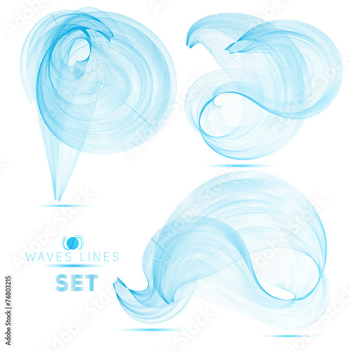 set blue blend massive waves abstract background elements