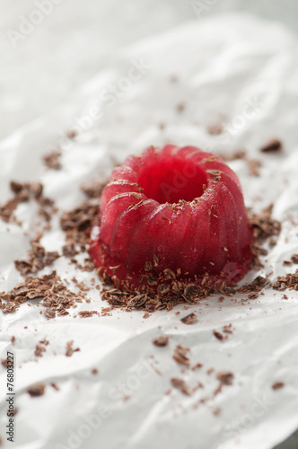 Dessert red currants jelly with grated chocolate. photo