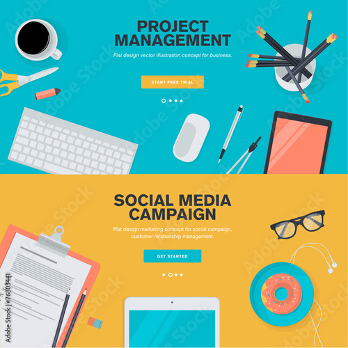 Set of flat design illustration concepts for business