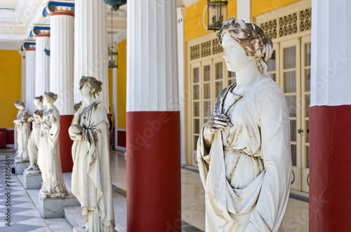 Statues in Achillion Palace in Corfu island, Greece photo