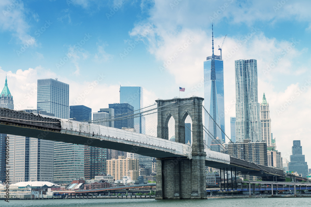 Brooklyn Bridge with Manhattan on background