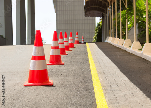 Road Cones Lined Up On The Road