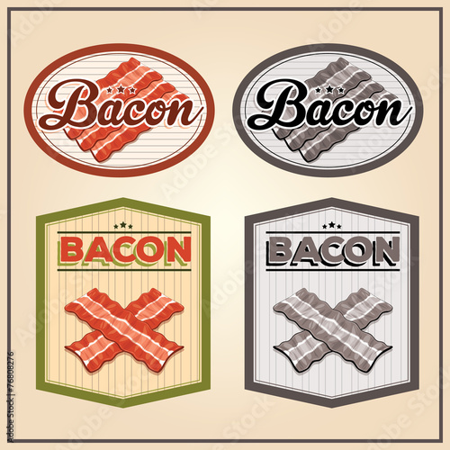 Vector bacon meat vintage labels