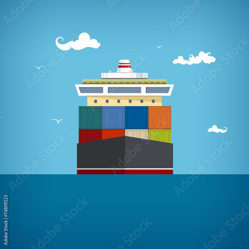 Cargo container ship, vector illustration