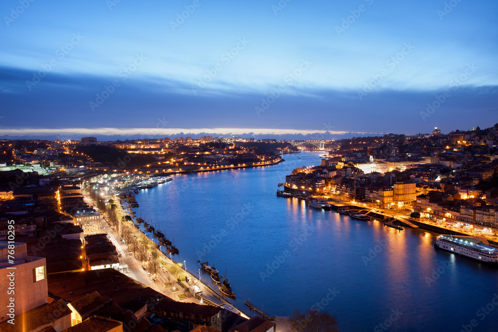 Porto and Gaia at Dusk in Portugal