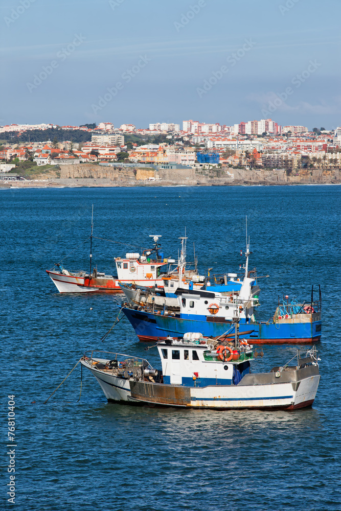 Fishing Boats on the Atlantic Ocean in Portugal