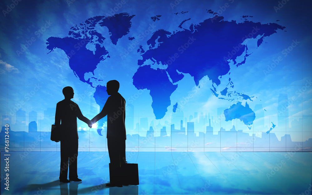 Global Business shake hand silhouettes Global Business shake hand silhouettes