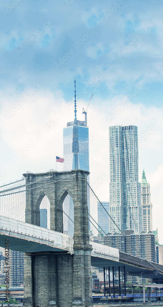 Brooklyn Bridge with Downtown Manhattan skyline