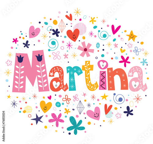 Martina female name decorative lettering type design