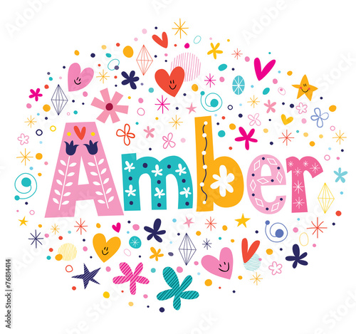 Amber female name decorative lettering type design