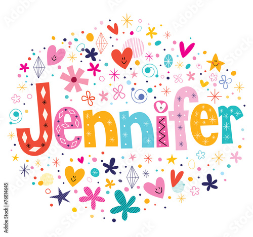 Jennifer female name decorative lettering type design