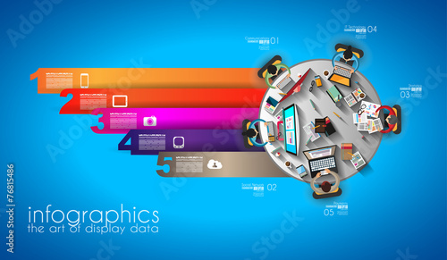 Infographic teamwork and brainstorming with Flat style