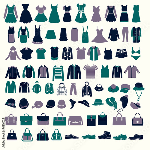 set silhouettes of fashion Collection Men's and Women Clothes