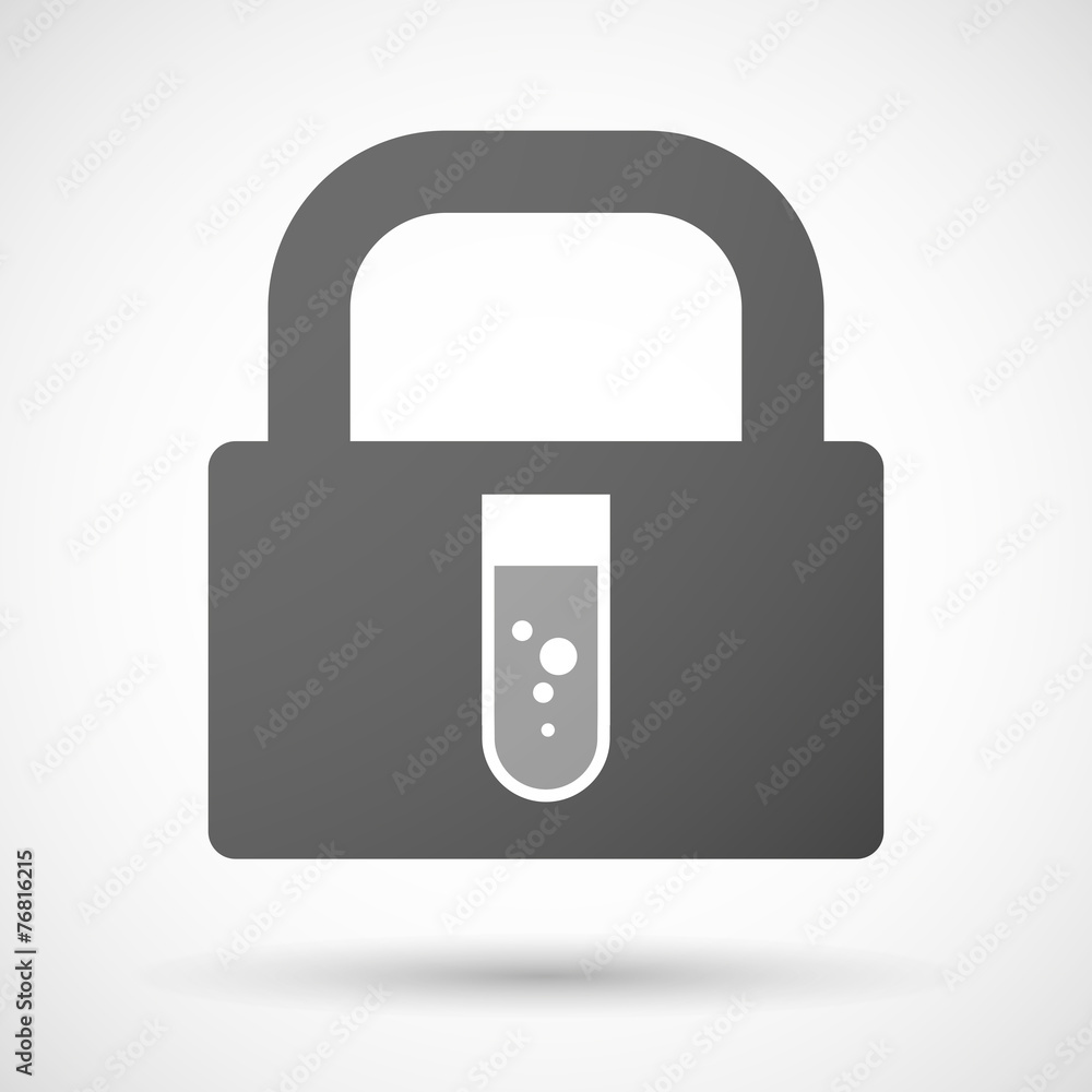 Lock icon with a chemical test tube Lock icon with a chemical test tube