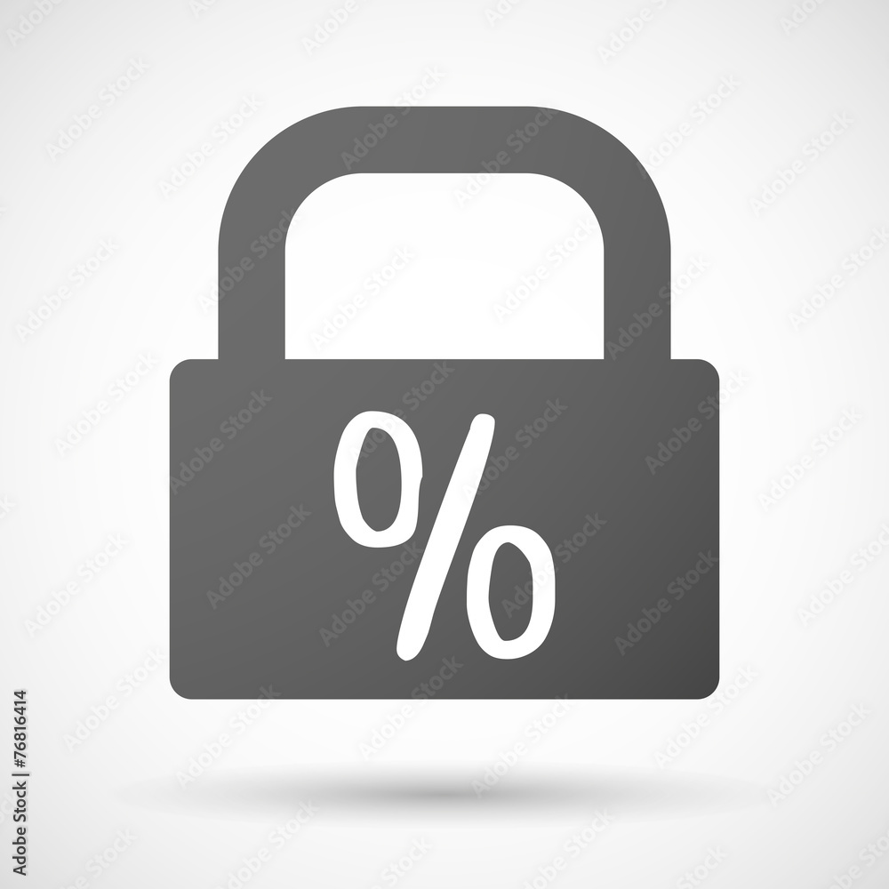 Lock icon with a discount sign Lock icon with a discount sign