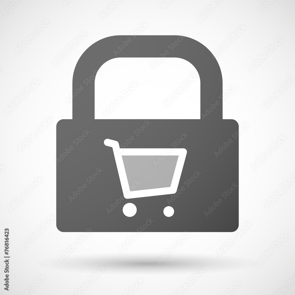 Lock icon with a shopping cart Lock icon with a shopping cart