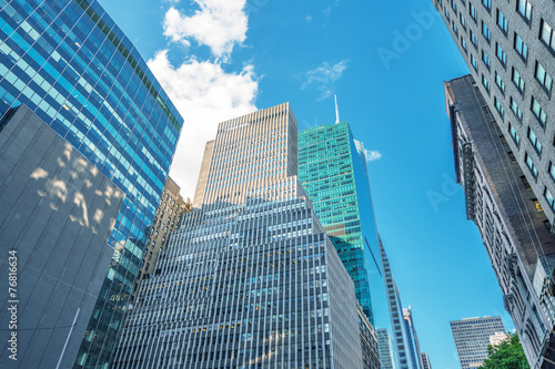 Midtown Manhattan skyscrapers as seen from street level