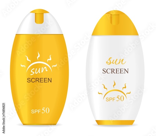 Two containers of sun cream isolated on white